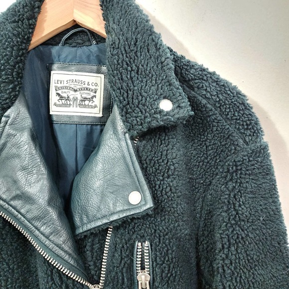 Levi's Women's Sherpa Oversized Belted Motorcycle Jacket in Tea Women's Size S - Picture 7 of 15